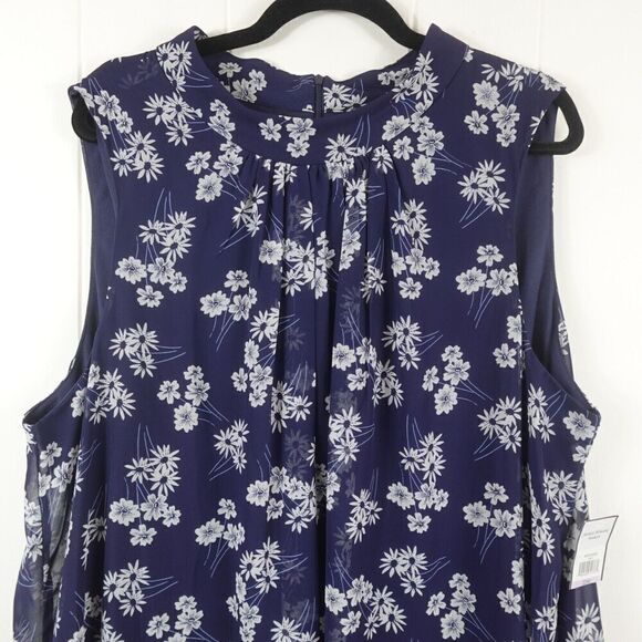Jessica Howard Womens Plus Blue Floral Ruched Shift Dress Size 22W - Picture 6 of 11
